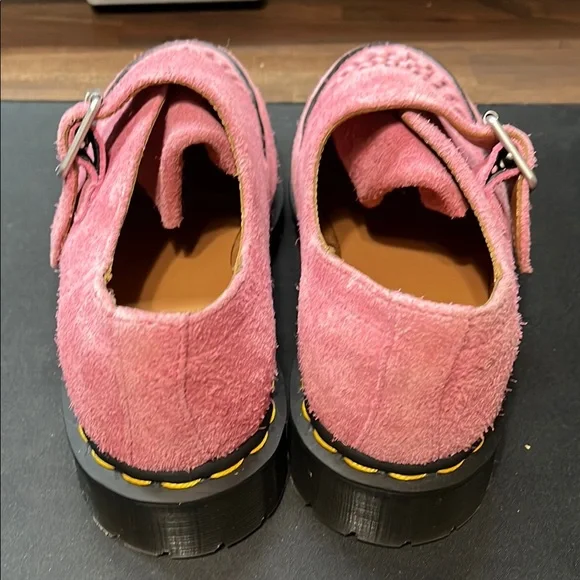Dr. Doc Martens Ramsey Suede Kiltie Buckle Creepers Pink Fringe Loafers - Picture 4 of 10